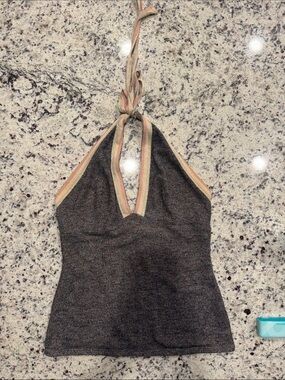 Sleeveless Knit Halter Top with Contrast Trim